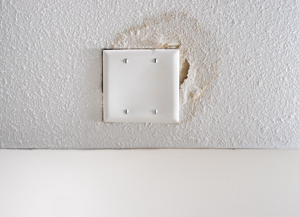 water damage and popcorn ceiling